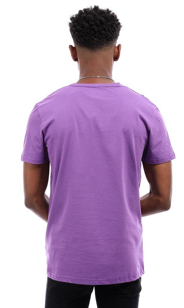 94603 Buttoned V-Neck Cotton T-shirt - Violet - Ravin 