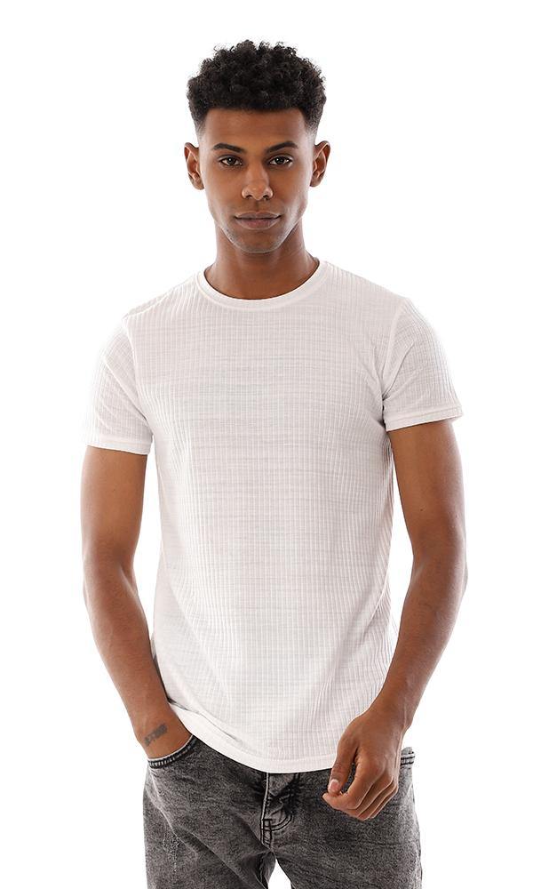 94623 Ribbed Round Neck Slip On T-Shirt - White - Ravin 