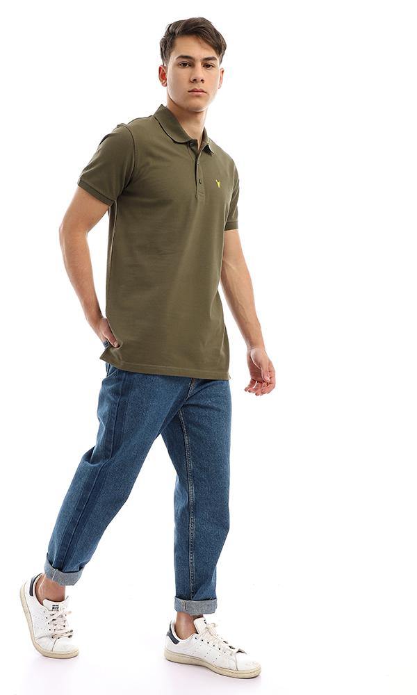 94637 Dark Olive Short Sleeves Casual Polo Shirt - Ravin 