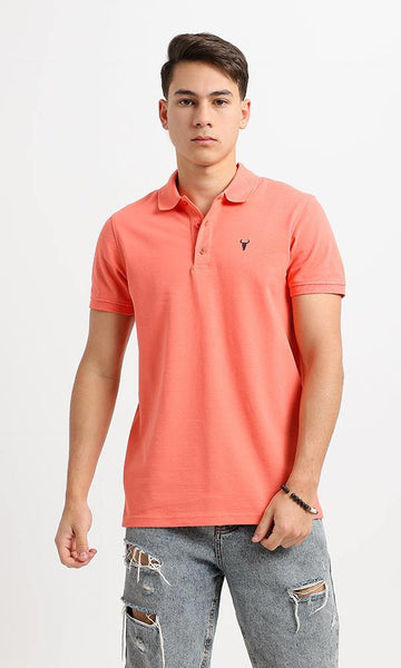 94638 Coral Short Sleeves Casual Buttoned Polo Shirt - Ravin 