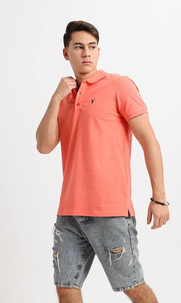 94638 Coral Short Sleeves Casual Buttoned Polo Shirt - Ravin 