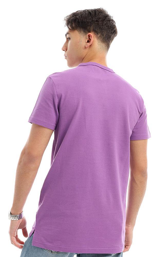 94642 Buttoned Round Neck Mauve Pique Henley Shirt - Ravin 