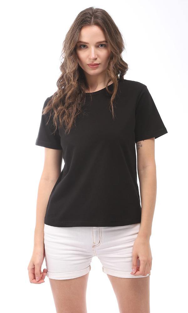 94652 Basic Cotton Half Sleeves T-Shirt - Black - Ravin 