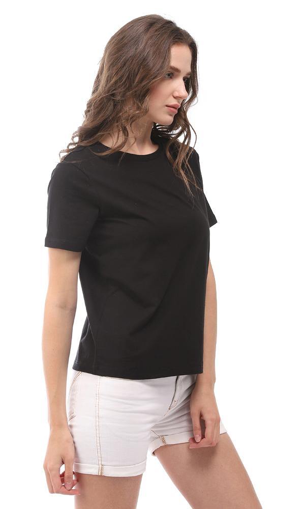 94652 Basic Cotton Half Sleeves T-Shirt - Black - Ravin 