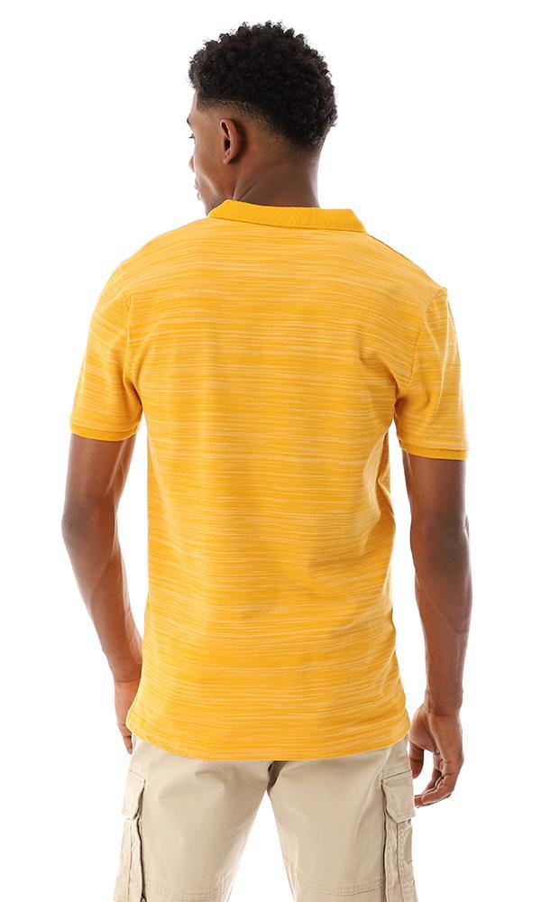 94660 Heather Turn Down Collar Cotton T-Shirt - Orange - Ravin 
