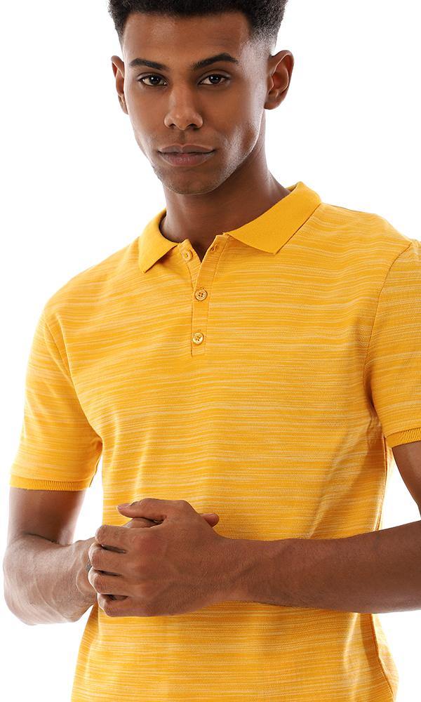 94660 Heather Turn Down Collar Cotton T-Shirt - Orange - Ravin 