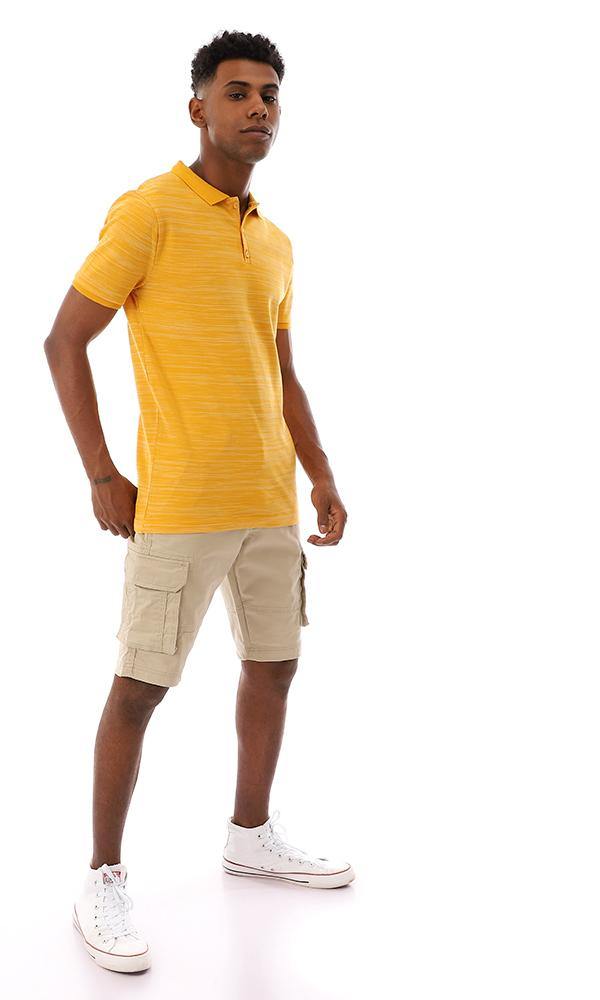 94660 Heather Turn Down Collar Cotton T-Shirt - Orange - Ravin 