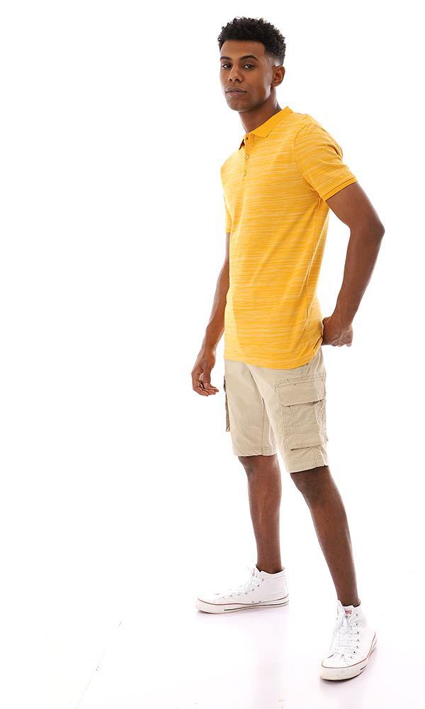 94660 Heather Turn Down Collar Cotton T-Shirt - Orange - Ravin 