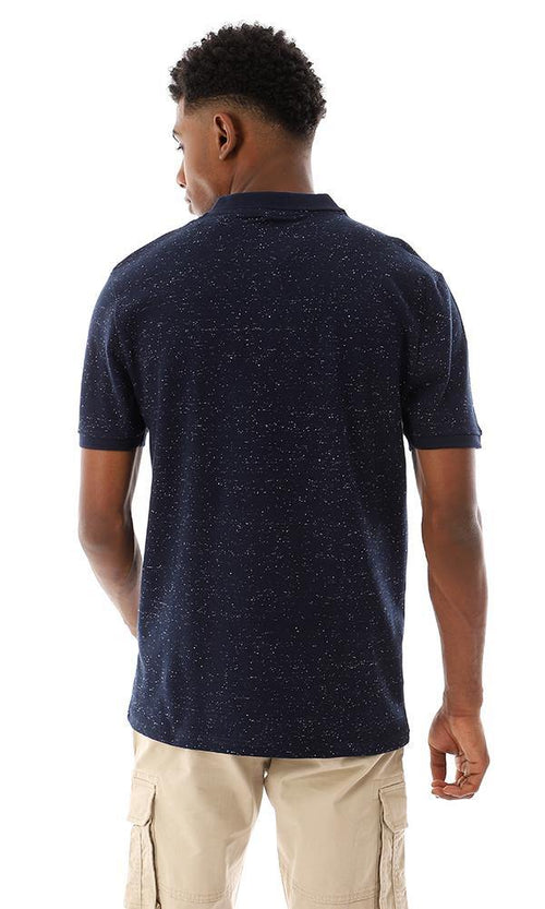 94662 Heather Classic Colo Buttoned Polo Shirt - Navy Blue - Ravin 