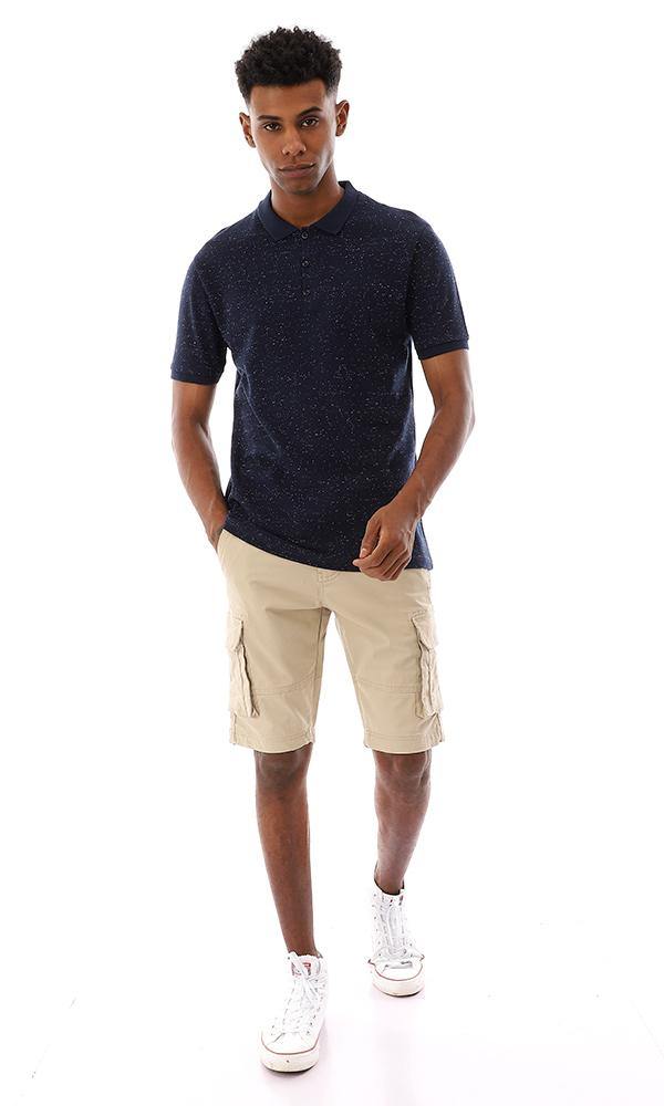94662 Heather Classic Colo Buttoned Polo Shirt - Navy Blue - Ravin 