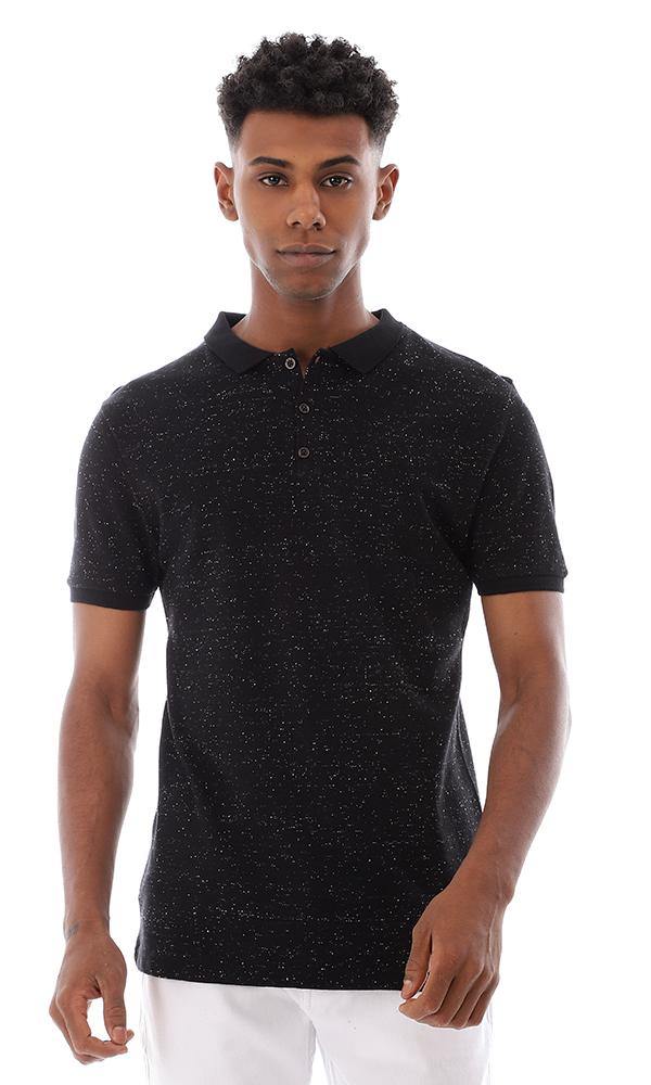 94663 Pique Heather Black Classic Collar Polo Shirt - Ravin 