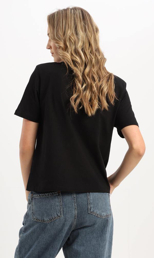 94672 Short Sleeves Basic Black Slip On Tee - Ravin 