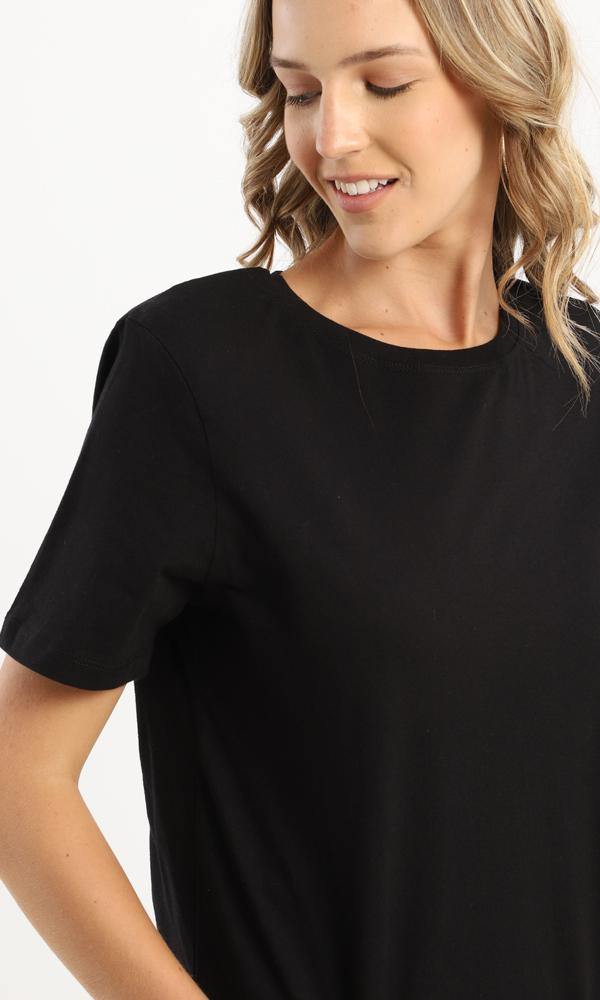 94672 Short Sleeves Basic Black Slip On Tee - Ravin 