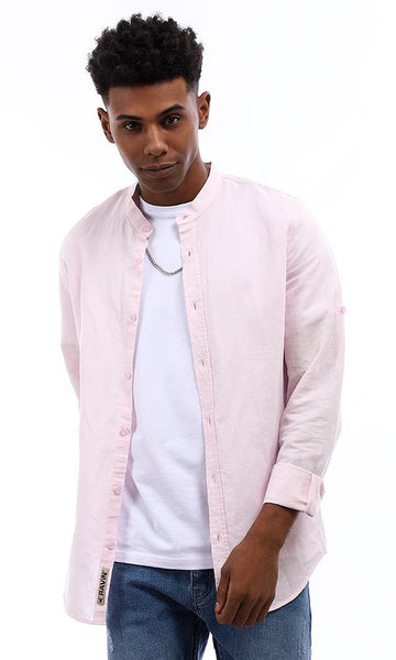 94702 Madarin Collar Shirt With Long Sleeves - Rose - Ravin 