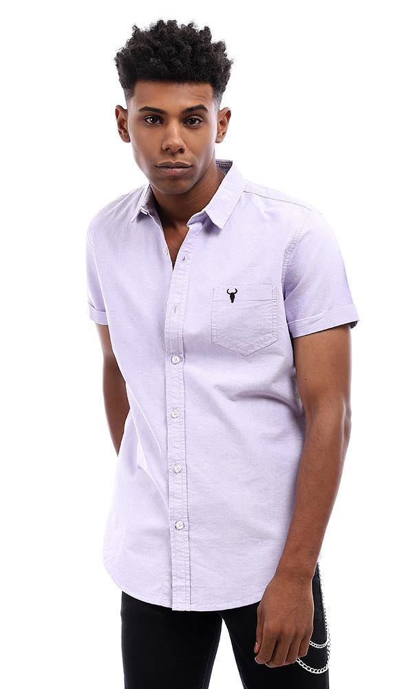 94713 Casual Button Down Half Sleeves Shirt - Lilac - Ravin 