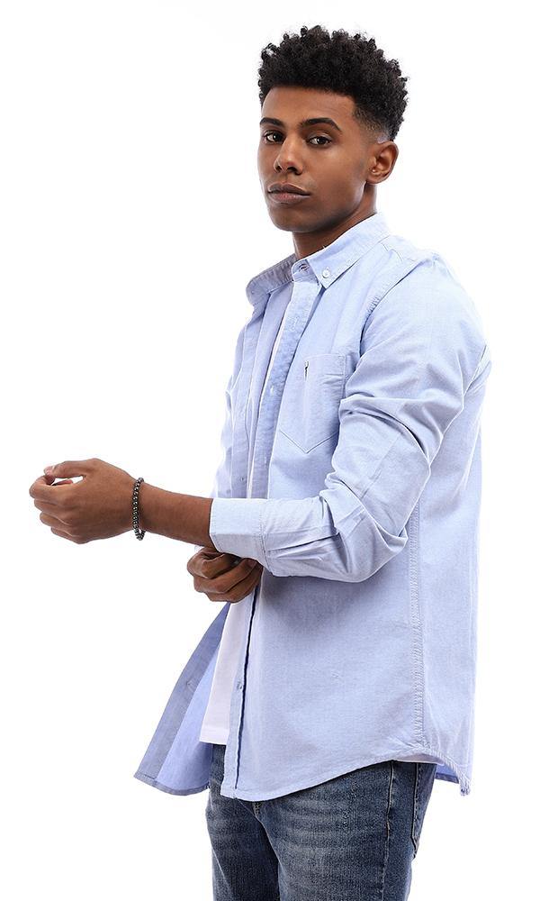 94714 Side Chest Pocket Heathered Light Blue Shirt - Ravin 