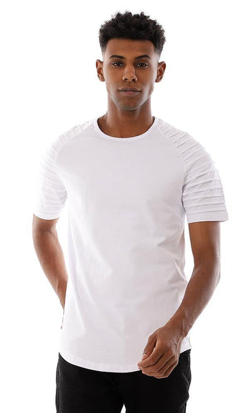 94736 Stitched Layers Short Sleeves Solid T-Shirt - White - Ravin 