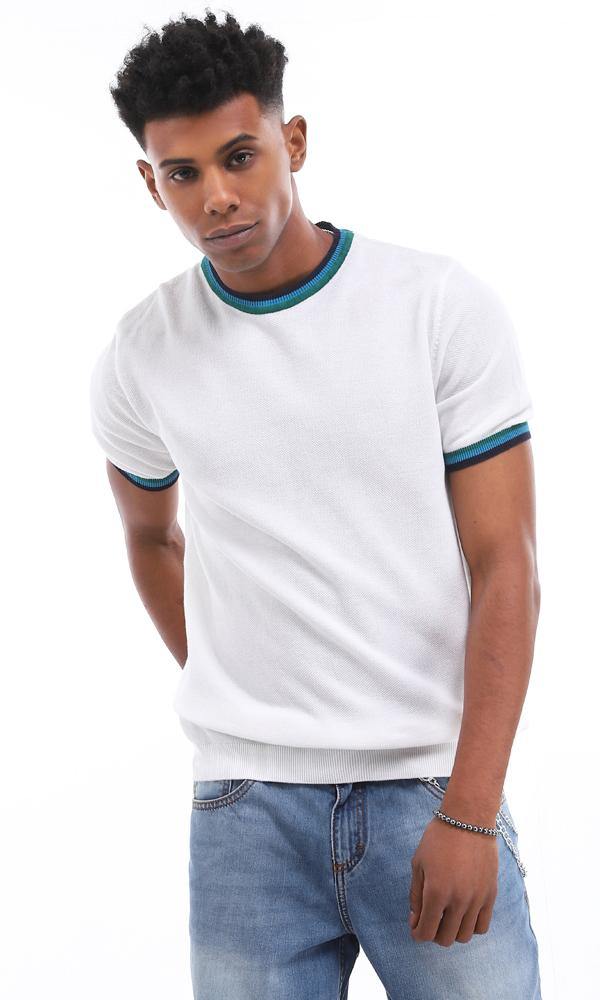 94790 Pique Ribbed Collar & Cuff T-Shirt - Off White - Ravin 