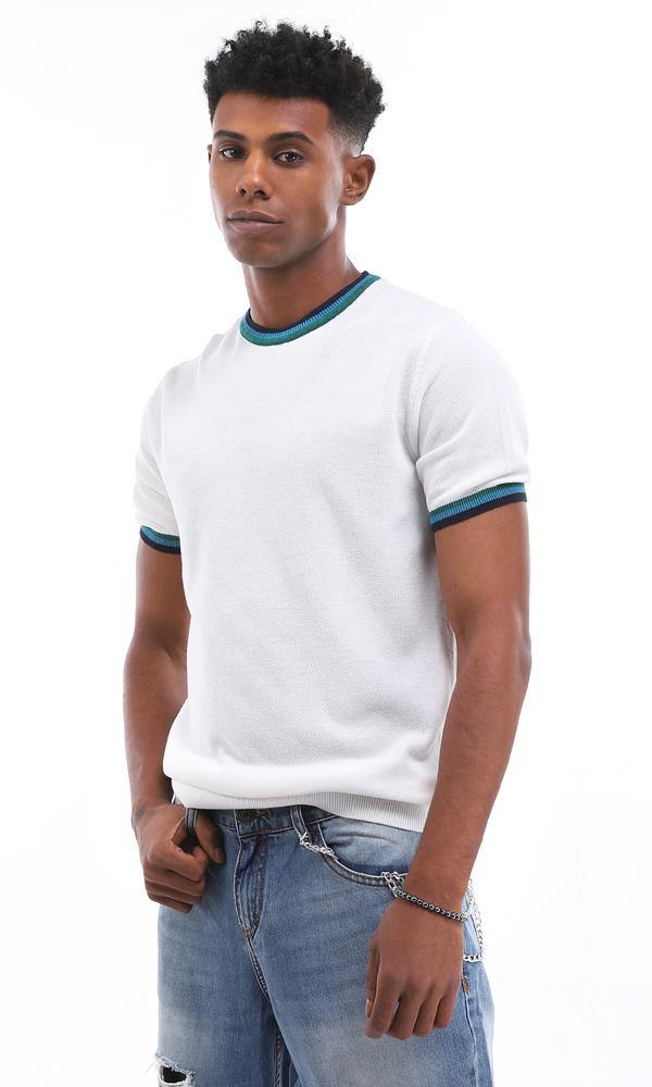 94790 Pique Ribbed Collar & Cuff T-Shirt - Off White - Ravin 