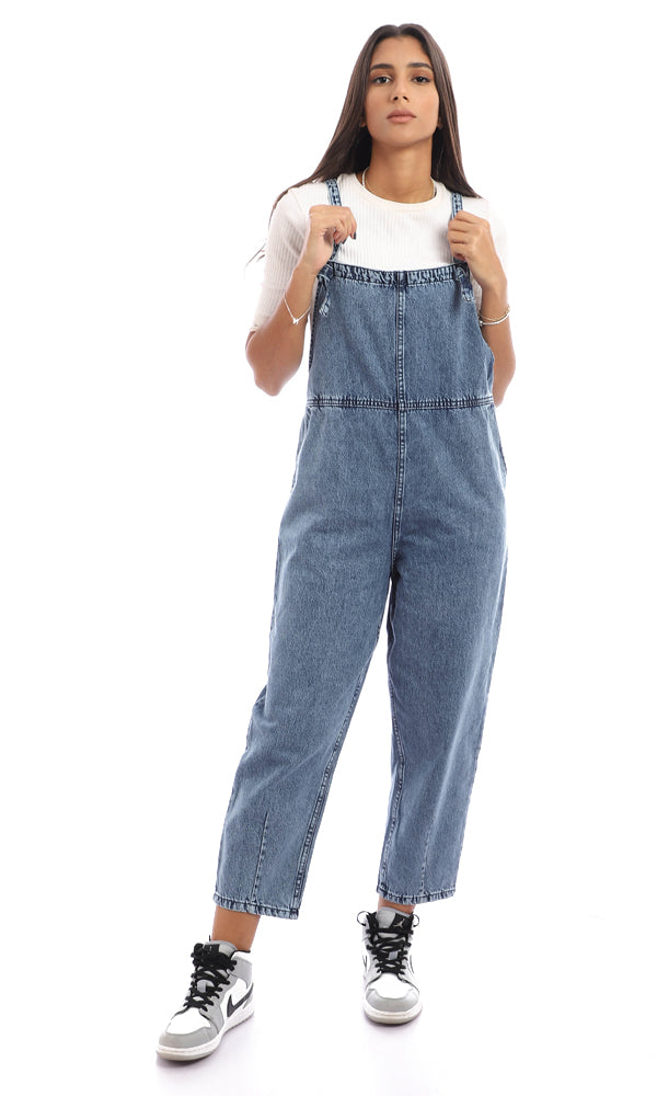 94799 Casual Denim Cotton Jumpsuit - Standard Blue