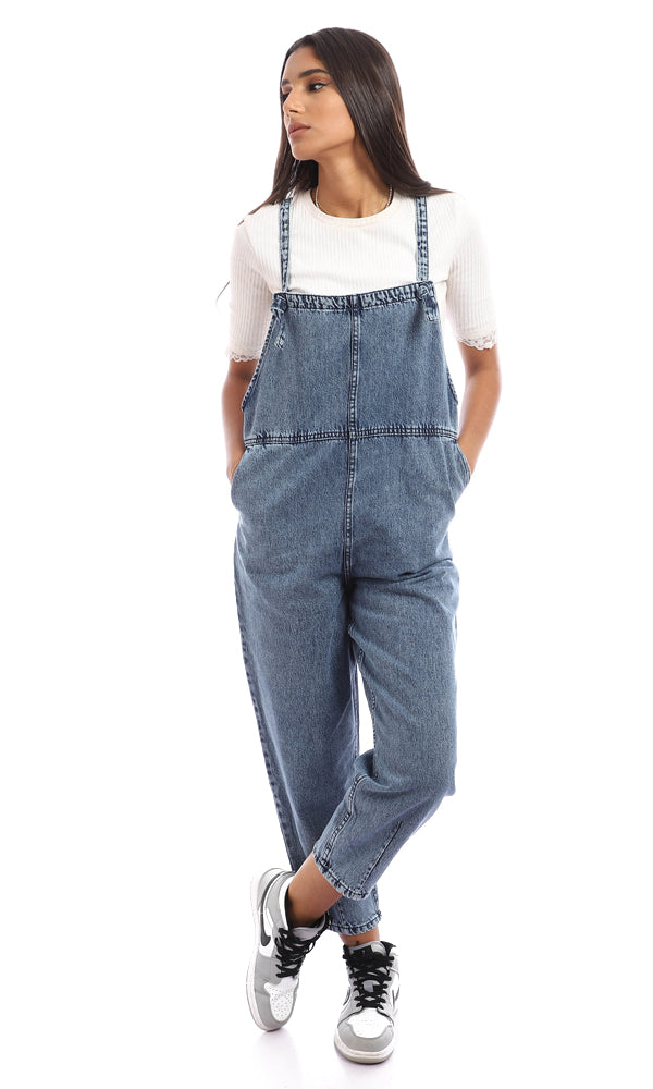 94799 Casual Denim Cotton Jumpsuit - Standard Blue