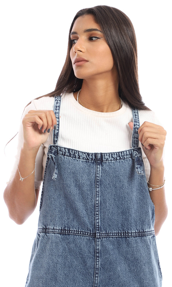 94799 Casual Denim Cotton Jumpsuit - Standard Blue