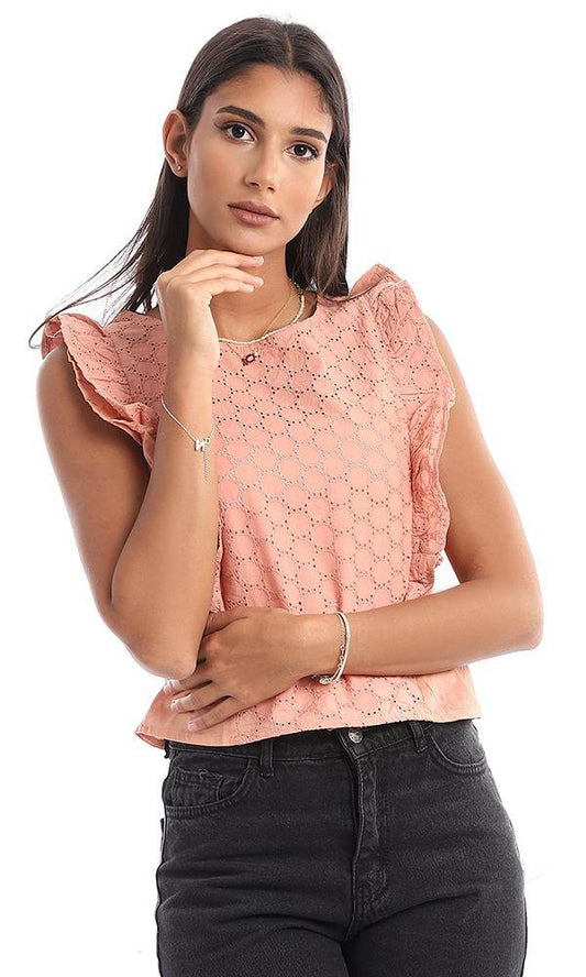 94842 Ruffled & Stitched Details Copper Top - Ravin 