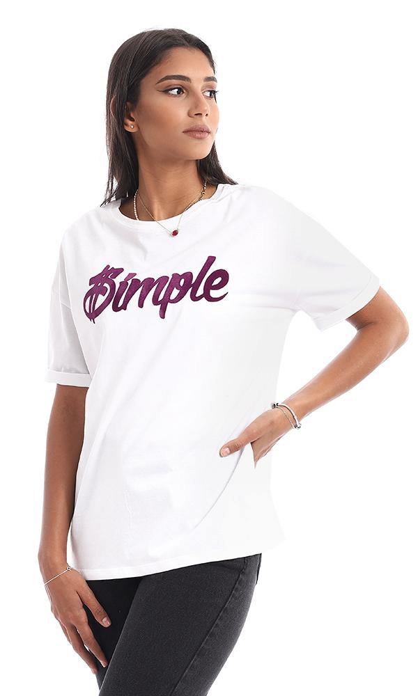 94866 "Simple" Printed Comfy White Tee - Ravin 