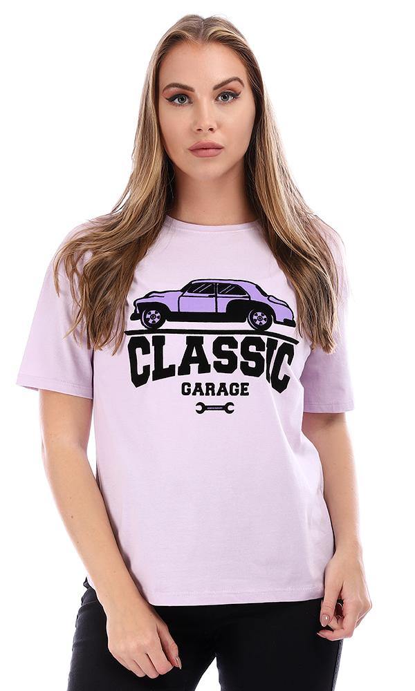 94876 "Classic Garage" Slip On Cotton T-Shirt - Lilac - Ravin 