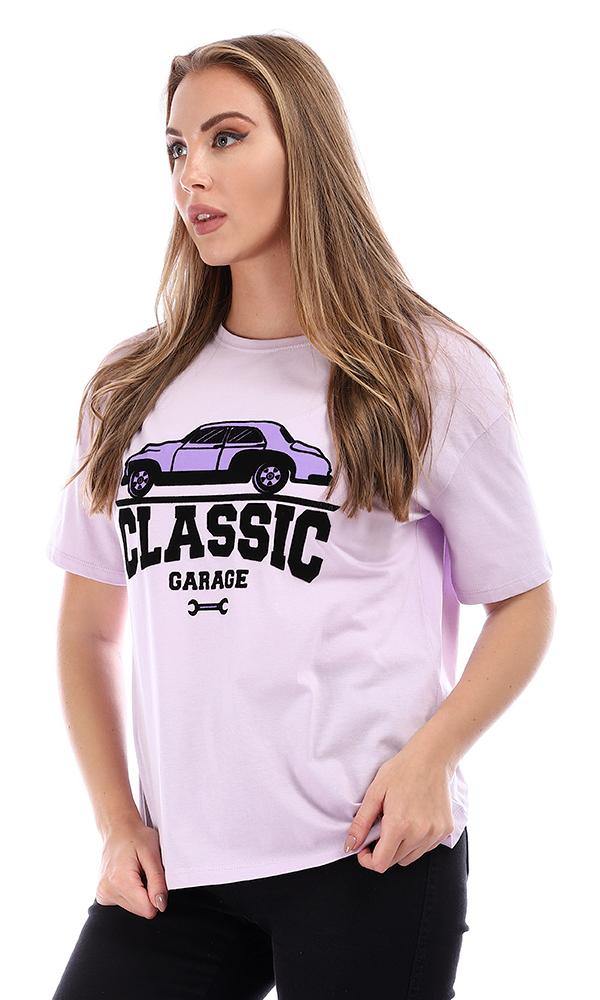 94876 "Classic Garage" Slip On Cotton T-Shirt - Lilac - Ravin 