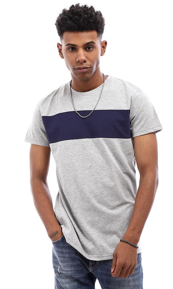 94877 Bi-Tone Short Sleeves T-Shirt - Light Grey & Navy Blue - Ravin 