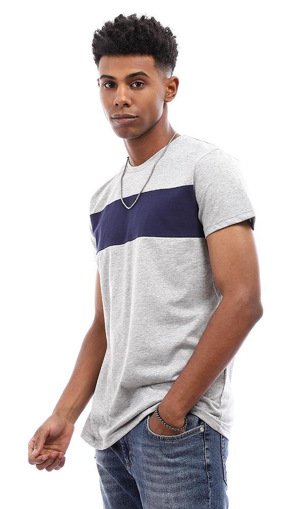 94877 Bi-Tone Short Sleeves T-Shirt - Light Grey & Navy Blue - Ravin 