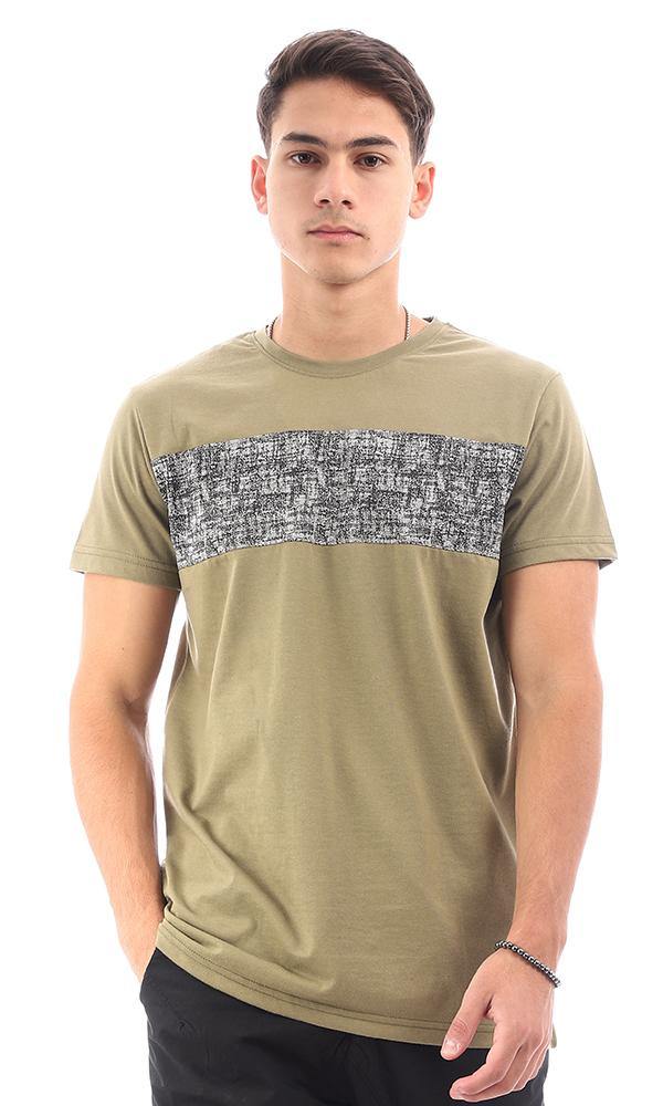 94878 Short Sleeves Printed Olive Casual Tee - Ravin 