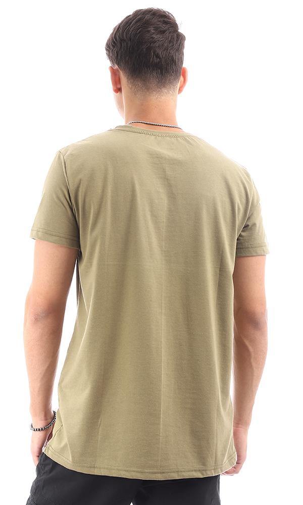 94878 Short Sleeves Printed Olive Casual Tee - Ravin 