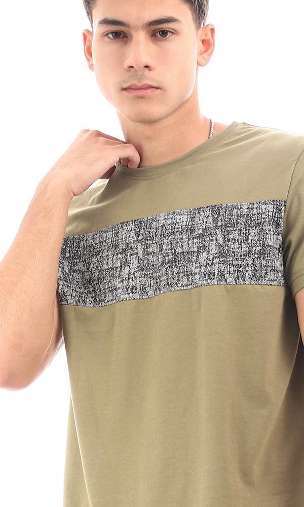 94878 Short Sleeves Printed Olive Casual Tee - Ravin 