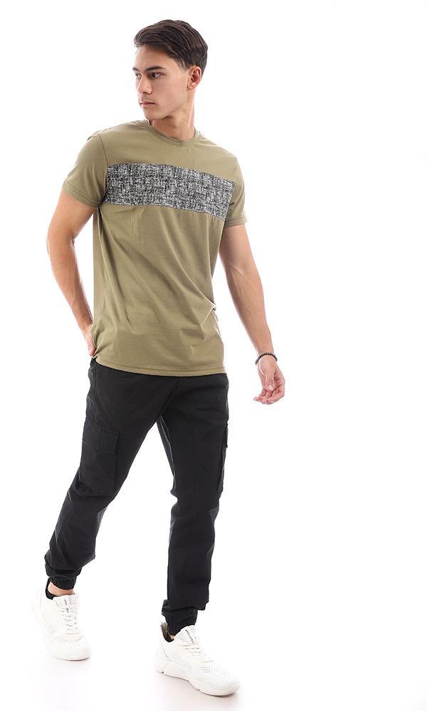 94878 Short Sleeves Printed Olive Casual Tee - Ravin 