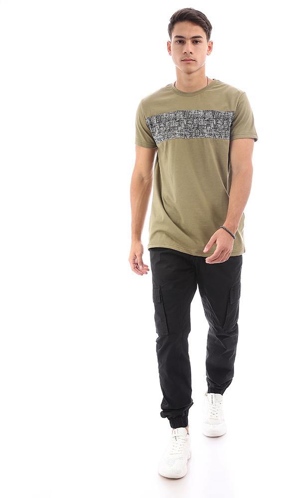 94878 Short Sleeves Printed Olive Casual Tee - Ravin 
