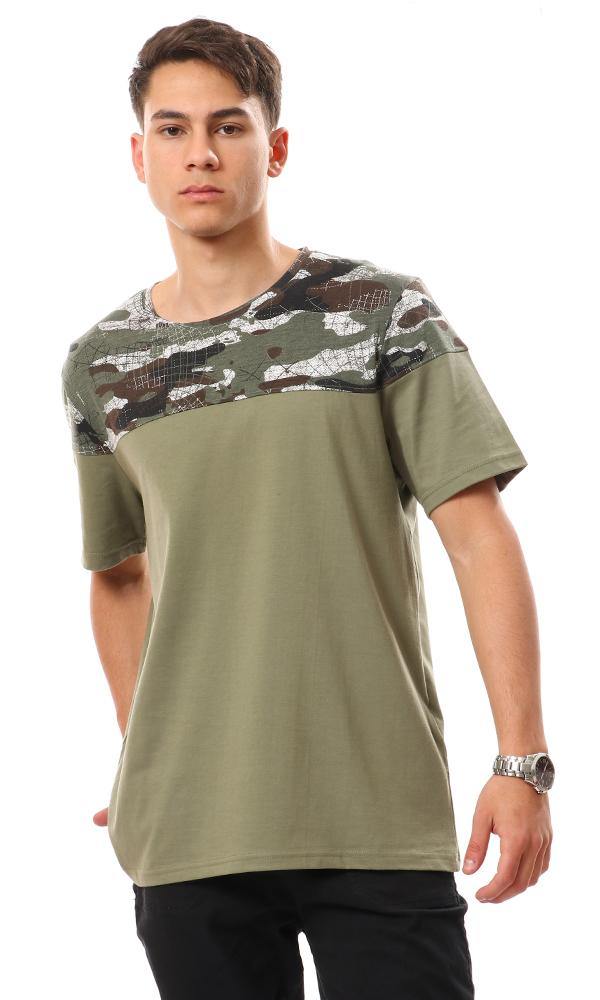 94886 Upper Self Pattern Cotton T-Shirt - Olive - Ravin 