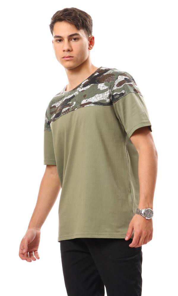 94886 Upper Self Pattern Cotton T-Shirt - Olive - Ravin 