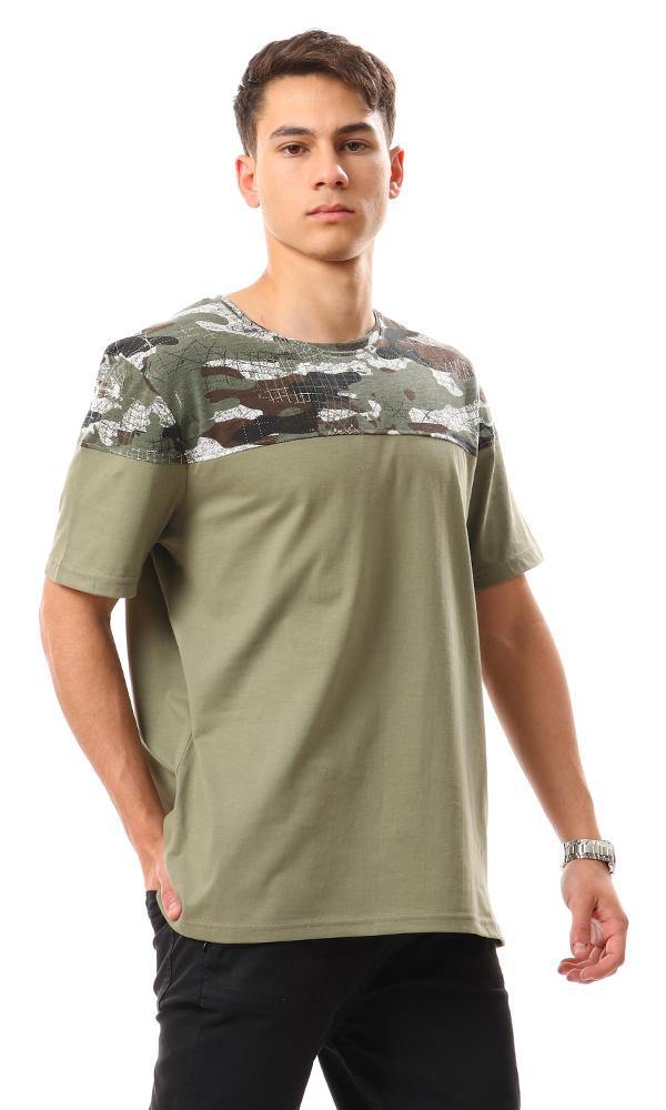 94886 Upper Self Pattern Cotton T-Shirt - Olive - Ravin 