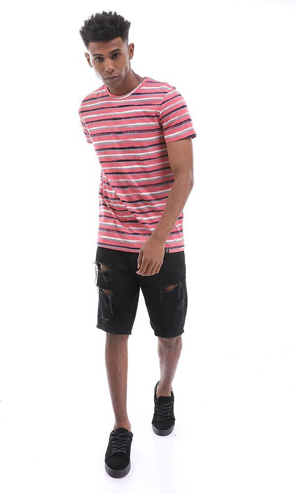 94907 Summer Striped Round Watermelon T-shirt - Ravin 