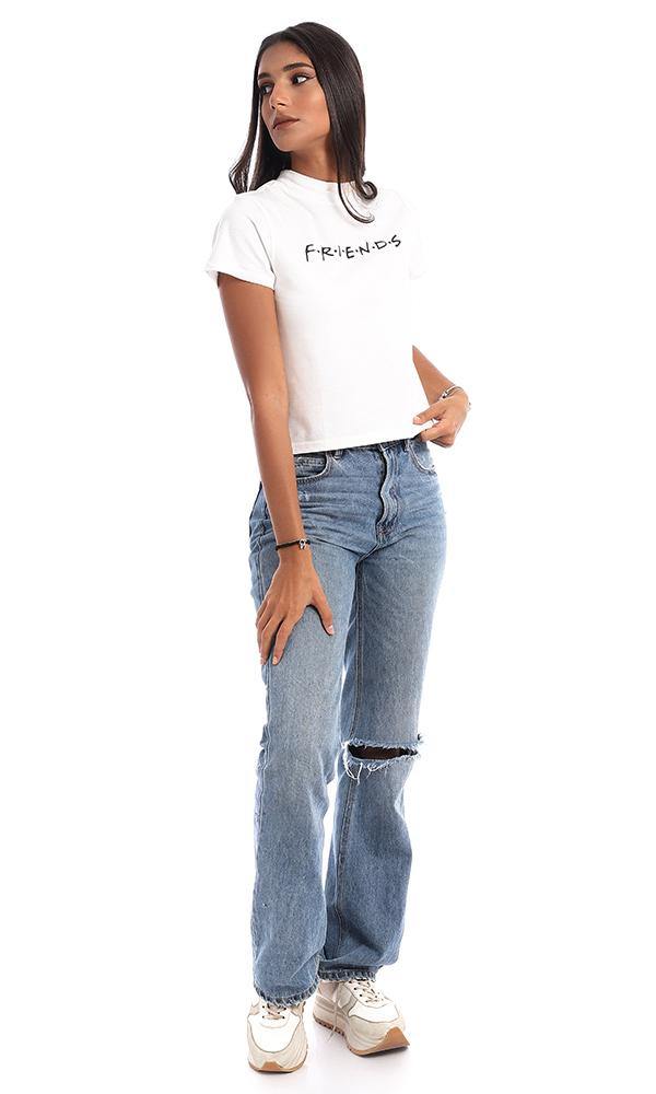 94944 " Friends" Printed Front And Back White Tee - Ravin 