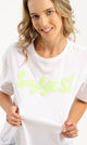94966 Stitched Sequins Say Yes White Regular Tee - Ravin 
