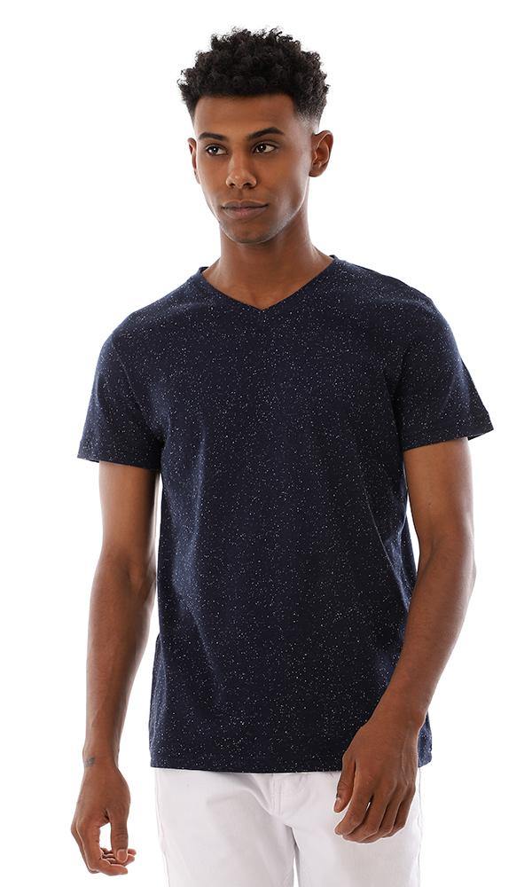 94969 V-Neck Heather Cotton T-Shirt - Navy Blue - Ravin 