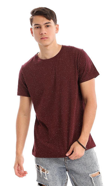 94971 Heather Maroon Round Neck Cotton Tee - Ravin 