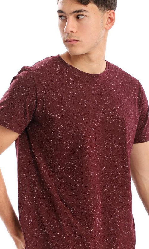 94971 Heather Maroon Round Neck Cotton Tee - Ravin 