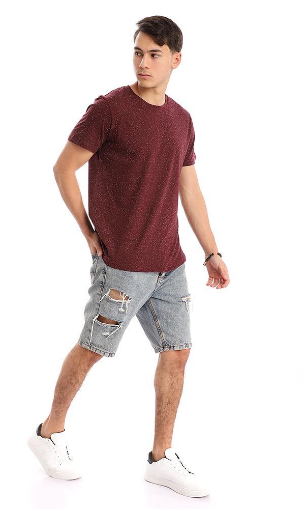 94971 Heather Maroon Round Neck Cotton Tee - Ravin 