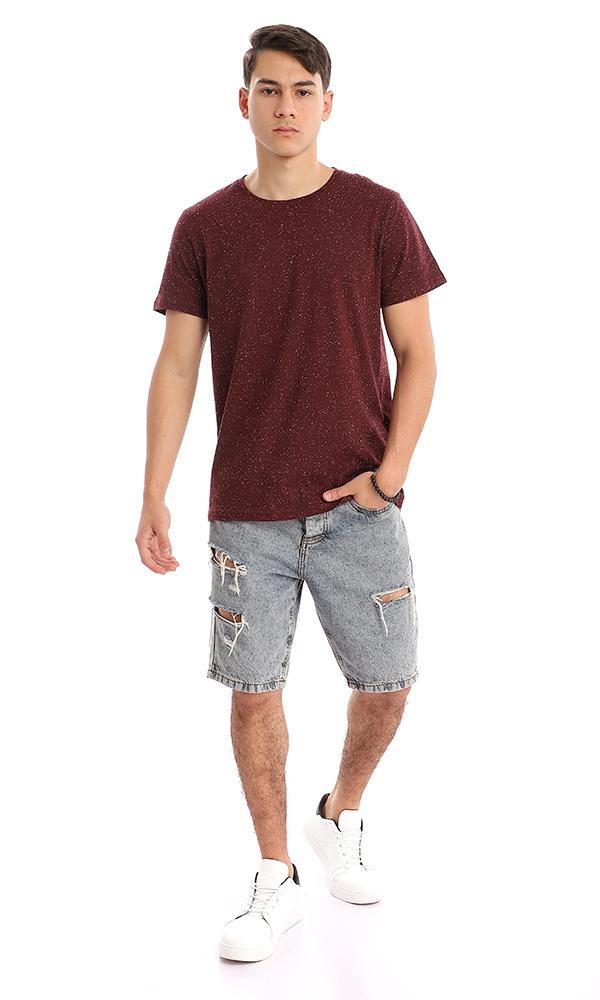 94971 Heather Maroon Round Neck Cotton Tee - Ravin 
