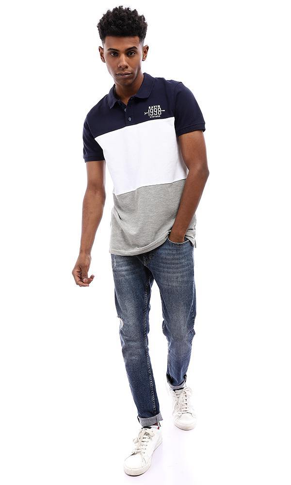 94978 Color Block Polo Shirt - Navy - Ravin 