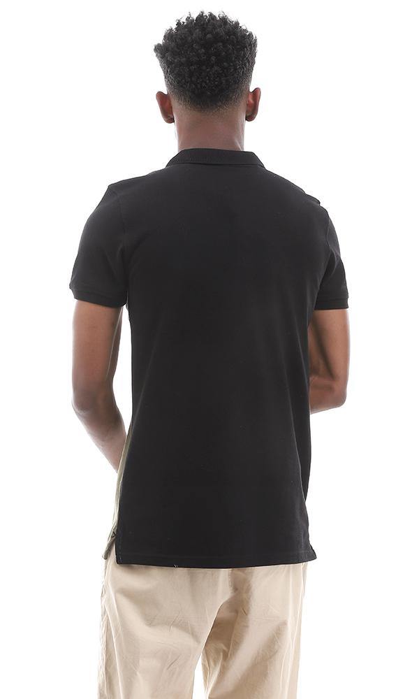 94982 Decent Tri-tone Buttoned Polo Shirt - Black , Olive & White - Ravin 
